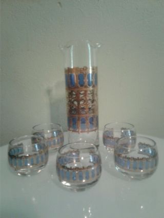 MID CENTURY CULVER 22K GOLD LOWBALL OLD FASHIONED WHISKY GLASSES BARWARE VINTAGE 5