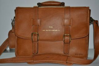 Korchmar Vintage Leather Scholar Researcher Briefcase Laptop Brief Bag Men Large