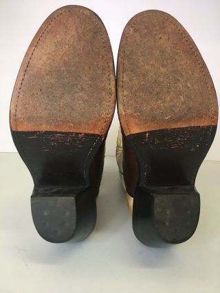 Vintage Olathe Cream & Brown Leather Buckaroo Western Cowboy Boots Men’s 10.  5 D 2