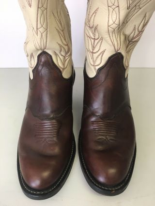 Vintage Olathe Cream & Brown Leather Buckaroo Western Cowboy Boots Men’s 10.  5 D 4
