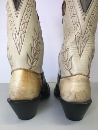 Vintage Olathe Cream & Brown Leather Buckaroo Western Cowboy Boots Men’s 10.  5 D 8