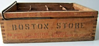 Vintage Wooden Dovetailed Boston Store Star Egg Carrier John Elbs Rochester,  Ny