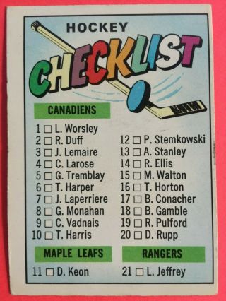 Old Vintage Nhl Hockey Card (set Break) 1967 - 68 Topps 66 Checklist Unmarked