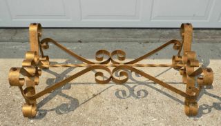 Spanish Revival Wrought Iron Coffee Table Base No Top Hollywood Regency Gold