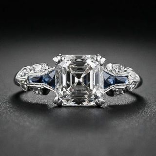Antique Cz White Asscher Cut Vintage Engagement Ring In 925 Sterling Silver