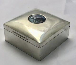 rare liberty & co tudric art nouveau pewter box varley seascape enamel plaque 6