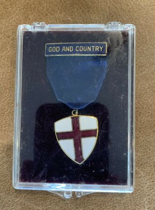 Vintage Boy Scout " God And Country " Award And Lapel Pin In