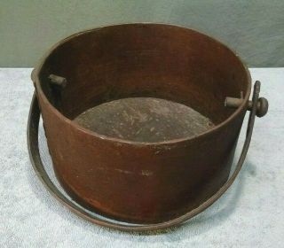 Primitive Wood Bucket W/ Handle (antique/vintage Pail/basket Rustic Farm Decor)