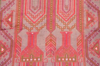 Vintage Rare Geometric Balouch Afghan Runner Rug Gray Red Hand - Made Wool 4 