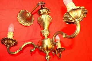 Vintage French Solid Bronze Rococo 3 Arms Chandelier 2.  6 Kg 2