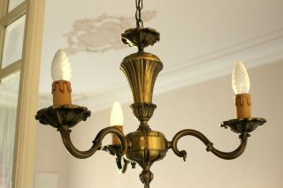Vintage French Solid Bronze Rococo 3 Arms Chandelier 2.  6 Kg 6