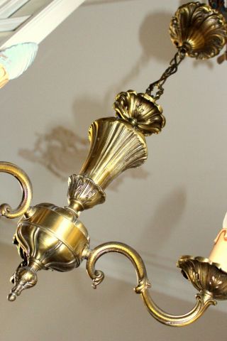 Vintage French Solid Bronze Rococo 3 Arms Chandelier 2.  6 Kg 8