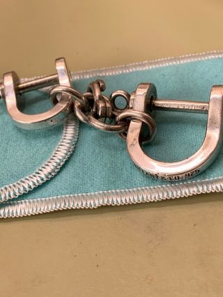 Vintage Tiffany & Co Sterling Silver Double Shackle Valet Key Ring Keychain Dy