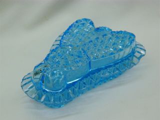 Antique Eapg Bryce Blue Glass Daisy Button Fly Bee Victorian Novelty Butter Dish
