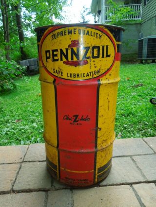Vintage Pennzoil Supreme Quality Safe Lubrication No 316 Grease Oil Barrel Drum