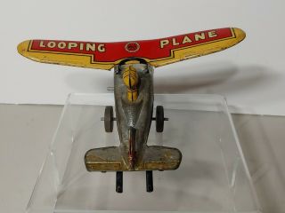 VINTAGE 1940 ' s MARX LOOPING PLANE TIN WIND UP AIRPLANE, 4
