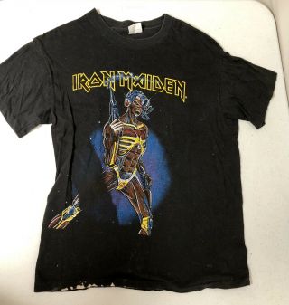 Vintage Iron Maiden Concert T Shirt 1987 Somewhere On Tour 87 1980s Large 42 - 44