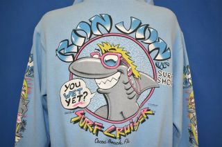 Vtg 80s Ron Jon Surf Shop Cruiser Shark Cocoa Beach Sweatshirt Track Jacket L