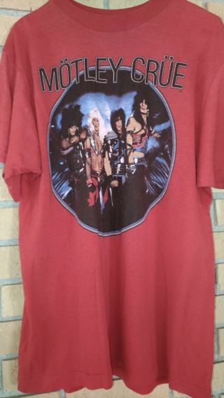 Vintage Motley Crue 1983 Shout At The Devil Metallic Silver T Shirt Size Large