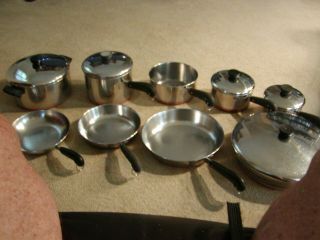 Vtg 60 Year Old 14pc Revere Ware Usa With Double Ring All U.  S.  A.