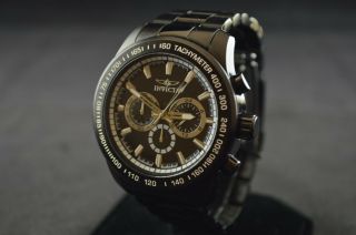 Invicta Speedway Chronograph Black Dial Black Ion - Plated Men 