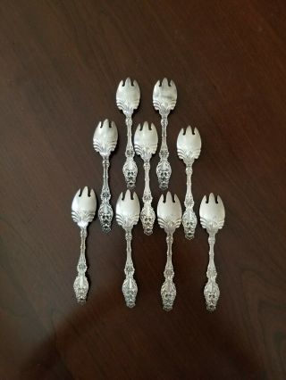 William Whiting,  Lily,  9 Rare Ice Cream Forks,  5 1/8 ",  Patented 1902
