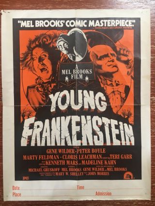 Young Frankenstein Vintage Movie Poster Rare