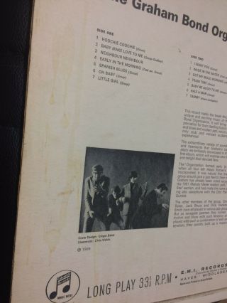The Graham Bond Organization The Sound Of 65 Nmint Rare 1st Press Album 7