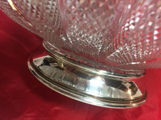 Vintage Large S Kirk & Son Fluted Glass Fruit Bowl Sterling Silver Pedestal 34 6