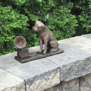 Antique Vintage Cast Iron dog with phonograph 3