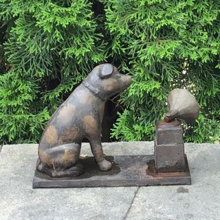 Antique Vintage Cast Iron dog with phonograph 4