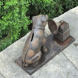 Antique Vintage Cast Iron dog with phonograph 7