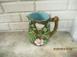 Antique George Jones English Majolica Pitcher Lovely Water Lily,  More