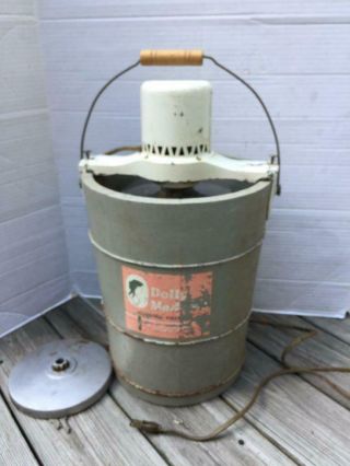 Vintage Dolly Madison 6 Qt Electric Ice Cream Maker Freezer Wood Bucket