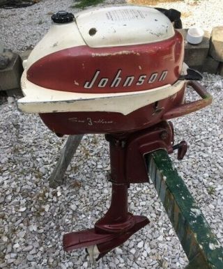 Running Antique Johnson Jw13 3hp Outboard Motor Red & White Mfg Dtd 1957