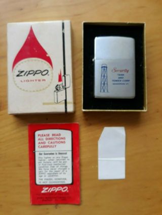 Vintage 1966 Advertising Zippo Security Tank And Tower Corp