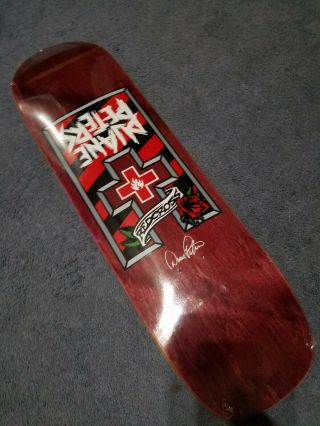 Nos 2002 Duane Peters Regular Red Cross Black Label Skateboard Deck Think,  Skull