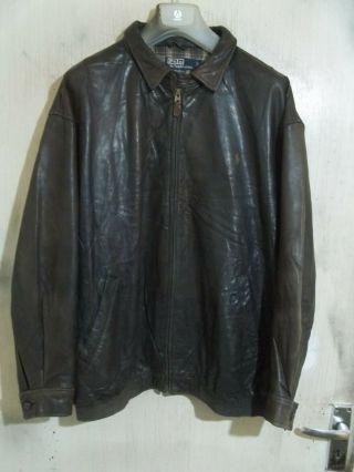 Vintage Ralph Lauren Leather Harrington Jacket Size Xl