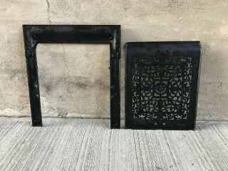 Antique Cast Iron Fireplace Surround w/ Summer Cover (29 1/2 