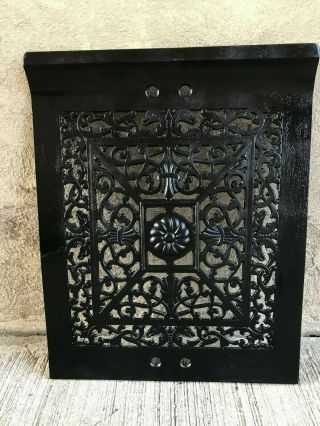 Antique Cast Iron Fireplace Surround w/ Summer Cover (29 1/2 