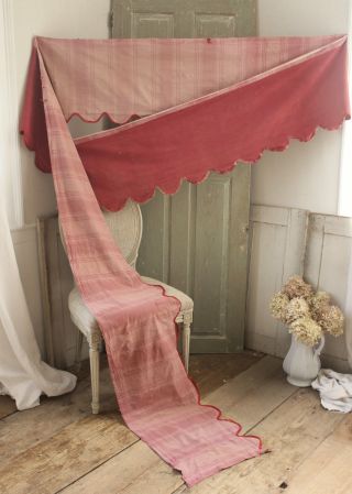 Bed Curtain Antique French 18th - Early 19th Century Valance Or Ruffle 16.  2 Feet