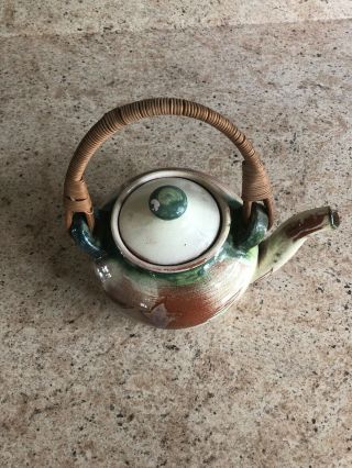 Vintage Brown County Pottery Indiana Floral Design Teapot 7