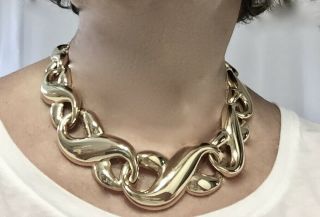 Vintage Givenchy Gold Tone Choker Collar Designed Necklace