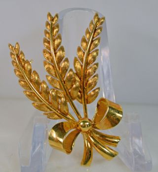 Tiffany & Co 18kt Gold Wheat Bow Pin Brooch Italy Rare