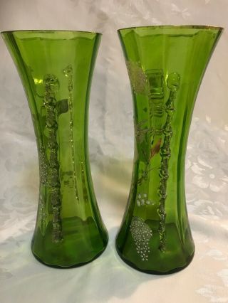 Antique Victorian Moser Glass Mary Gregory Cherub Mantle Vases Pair Rigoree 4