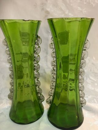 Antique Victorian Moser Glass Mary Gregory Cherub Mantle Vases Pair Rigoree 5
