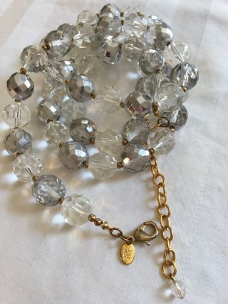 Vintage Joan Rivers Long Opera Faceted Clear Crystal Necklace Signed