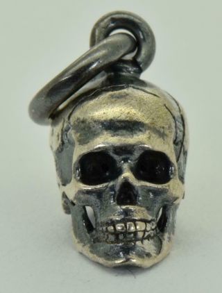 Antique 19th Century Victorian Sterling Silver Skull charm pendant fob.  Rare 7