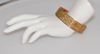 Antique Vintage Dunn Bros.  1/20 10K Gold Filled Floral Etched Bangle Bracelet 5