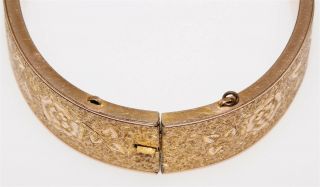 Antique Vintage Dunn Bros.  1/20 10K Gold Filled Floral Etched Bangle Bracelet 6
